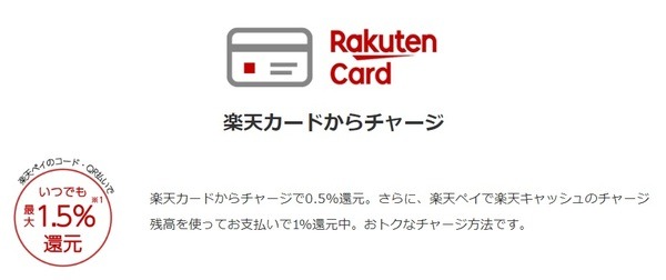 楽天カードからのチャージ（0.5％）還元も検討する