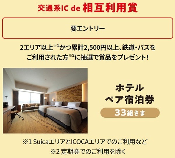 鉄道・バスの利用でホテル宿泊券がもらえるチャンス
