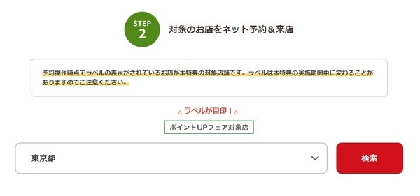 対象店舗の検索方法