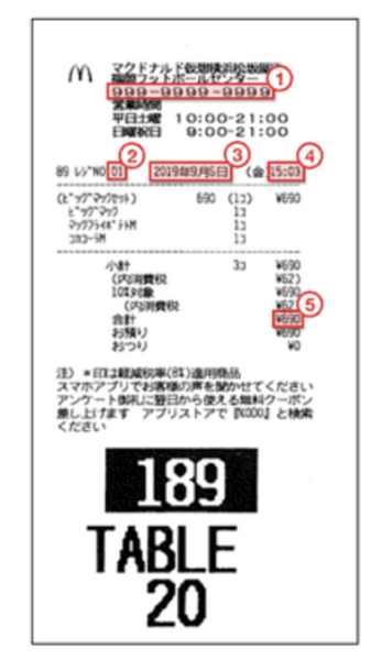マックのレシート