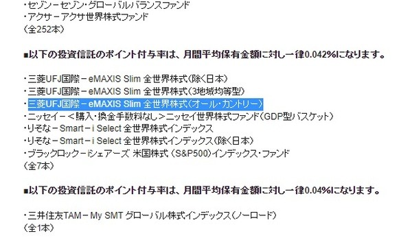 銘柄によっては還元率が低い