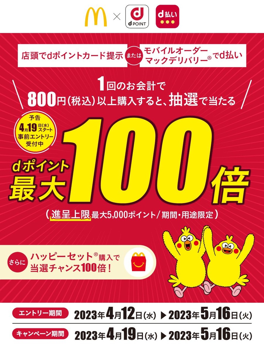 dポイント最大100倍当たるキャンペーンも開催中