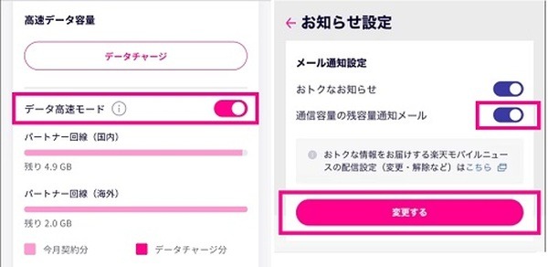 パートナー回線（国内）のデータチャージ・データ残量通知・データ高速モードは終了