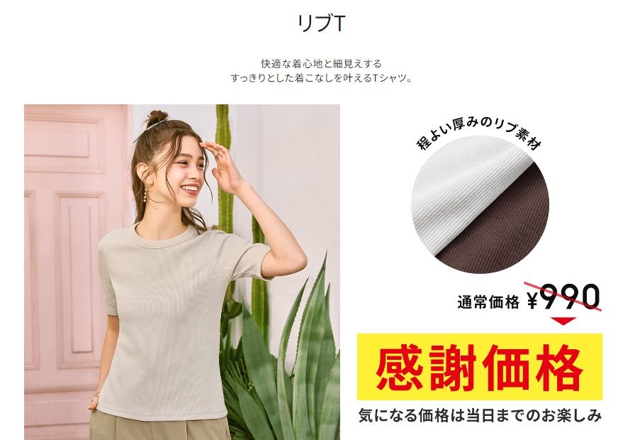 目玉商品のリブT