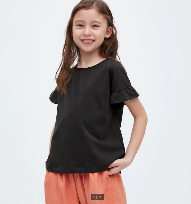 GIRLS エアリズムコットンフリルTシャツ