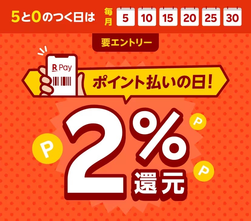 楽天ペイでポイントを使うなら「ポイント払いの日」