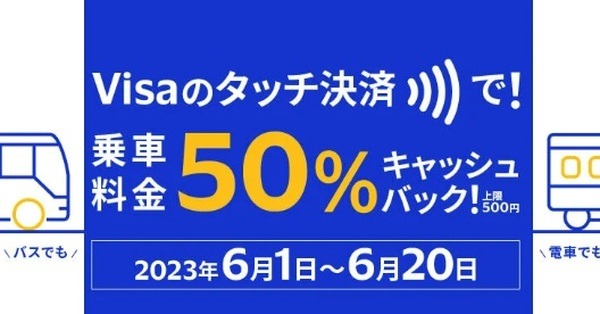 Visaタッチで50%キャッシュバック