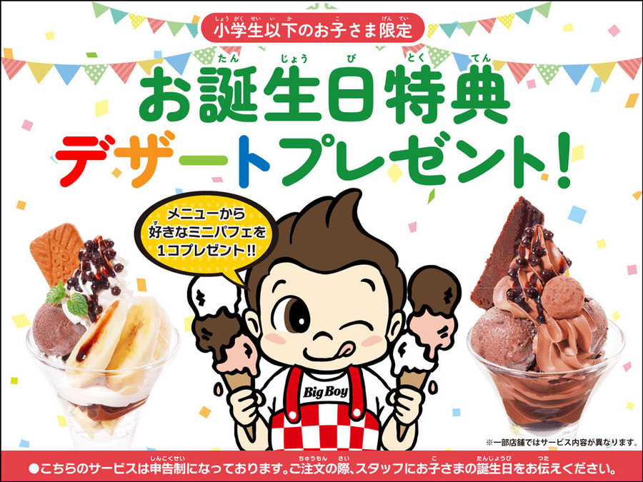 お誕生日特典デザートプレゼント