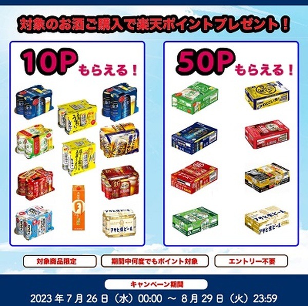 （8/29まで）【ベイシアネットスーパー】対象のお酒購入で楽天ポイントもらえる