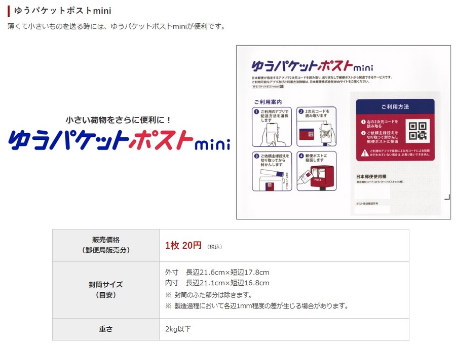 ゆうパケットポスト mini