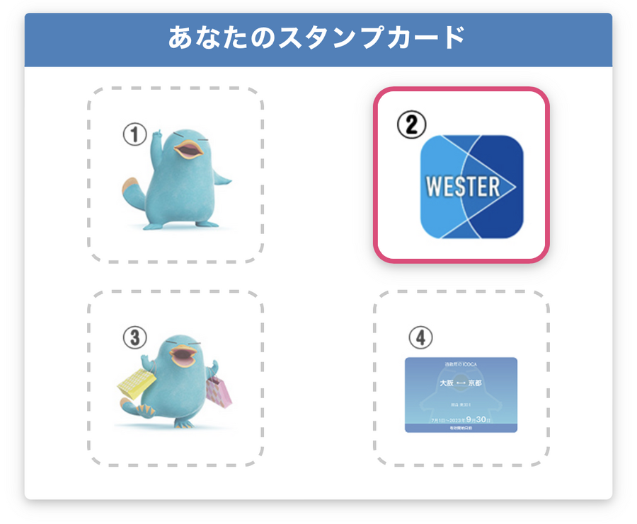 ICOCA番号を登録したら、スタンプカードが表示されます