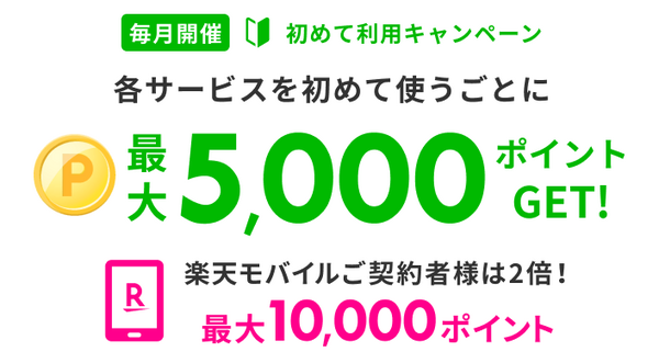「楽天トラベル」自体利用するのが初ならもっとお得！ 