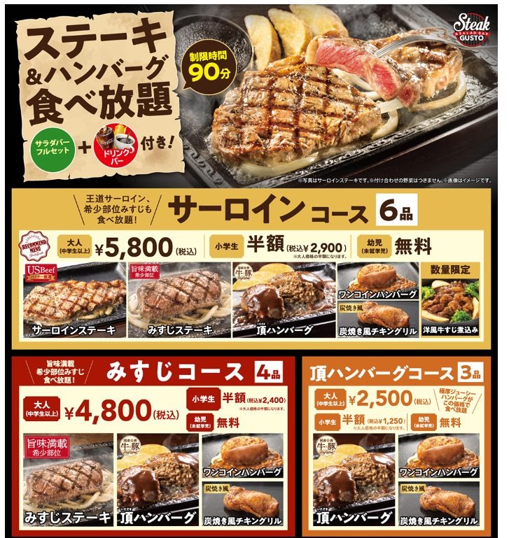 【ステーキガスト】ステーキ＆ハンバーグ食べ放題