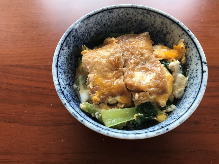 油揚げと余り野菜の甘辛卵とじ丼