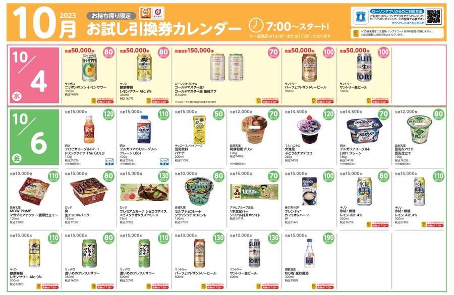 【ローソン】10月の「お試し引換券」対象商品・注目商品 9月の節約効果は7742円