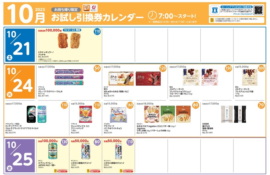 【ローソン】10月の「お試し引換券」対象商品・注目商品 9月の節約効果は7742円