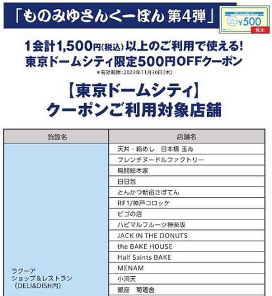 各クーポンの利用条件