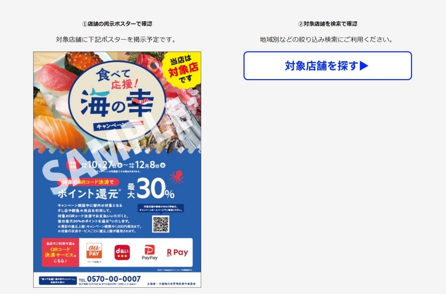 対象店舗の検索方法