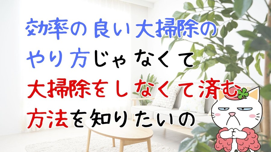 効率の良い大掃除のやり方じゃなくて 大掃除をしなくて済む 方法を知りたいの