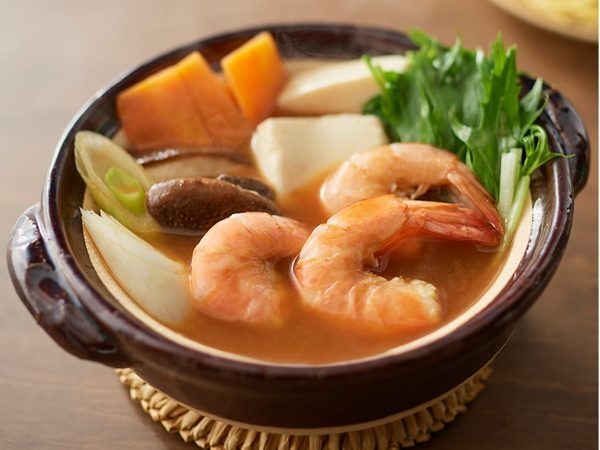 ひとり分からつくれる鍋の素　海老だし味噌鍋