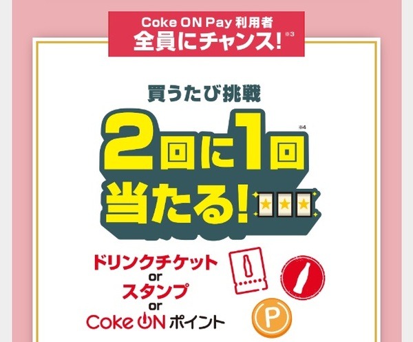 「冬のCoke ON Pay祭り」で当たれば黒字