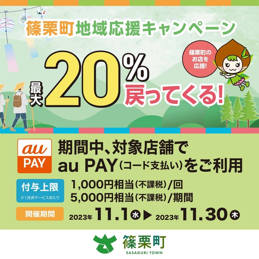あなたの街の「auPAY」キャンペーン　11月は最大30％還元地域のお店でPontaポイントがもらえる
