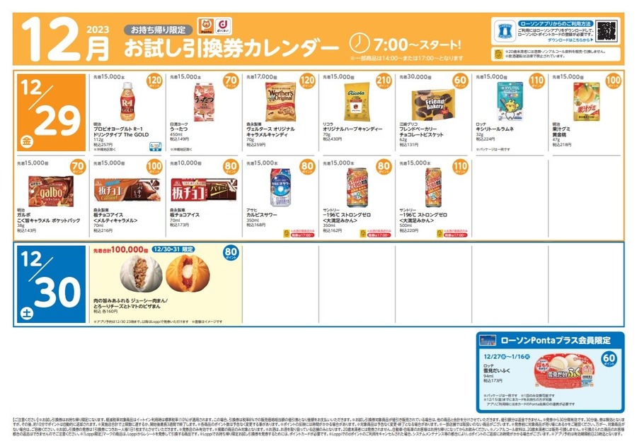 【ローソン】12月の「お試し引換券」対象商品・注目商品 11月の節約効果は7197円