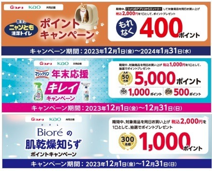 【花王キャンペーンまとめ】商品別のキャンペーンが多い　60%還元も夢じゃない！