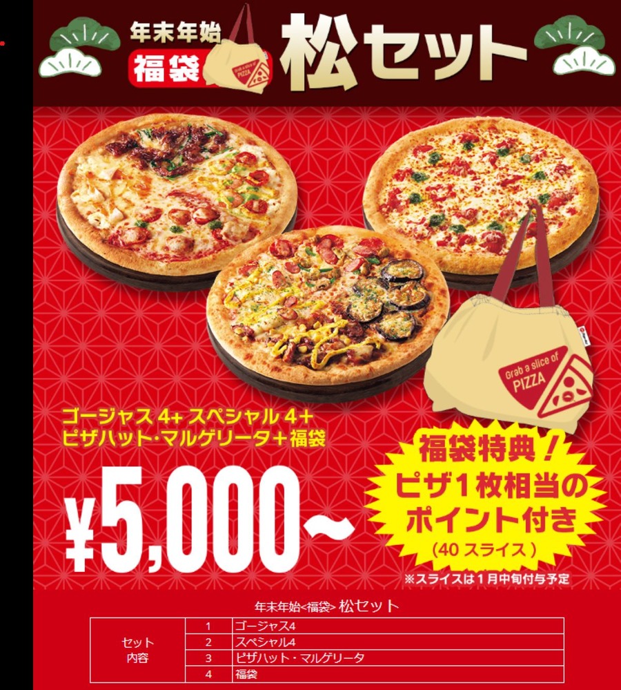 ピザハットの福袋VSドミノの福袋どっちがお得？業界初宅配ピザ福袋の価格・中身・元とれ度を徹底比較
