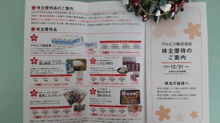 【株主優待】2023年優待株は323銘柄取得の主婦 うれしかった優待ベスト5（食べ物編）