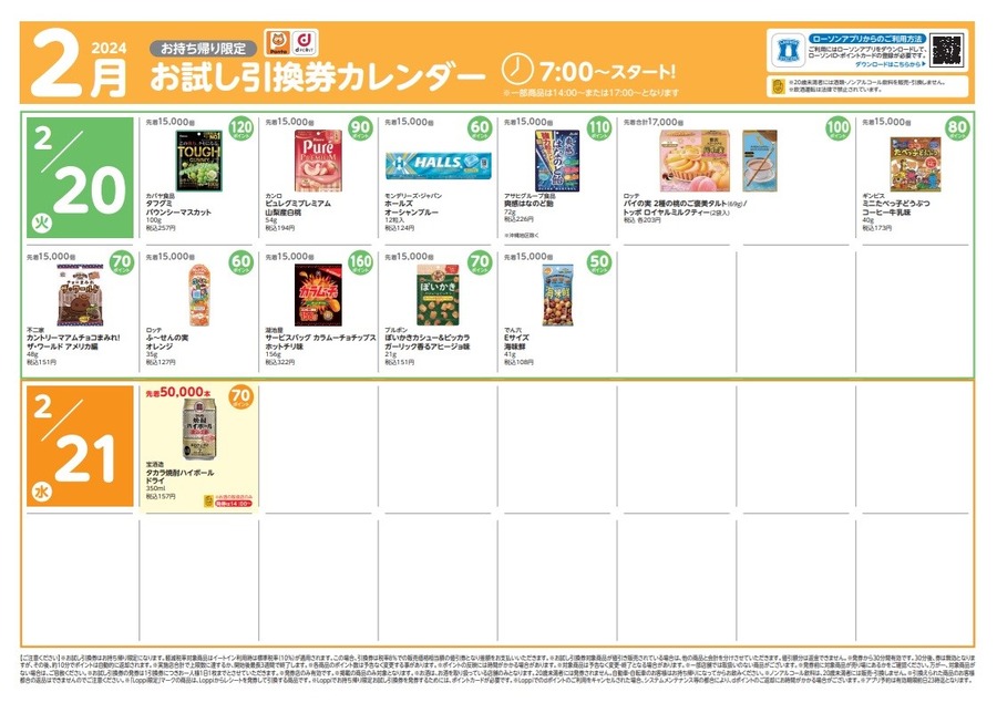 【ローソン】2月の「お試し引換券」対象商品・注目商品 1月の節約効果は1万532円