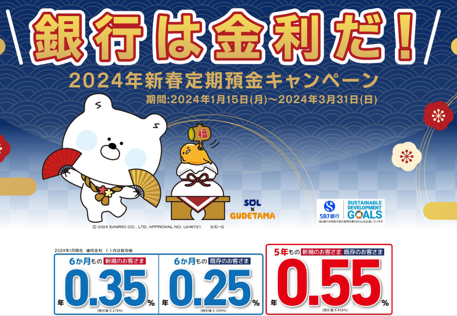 【SBJ銀行】最大金利は0.55％！ 100万円の利息は2万円以上、500万円だと10万円以上に！