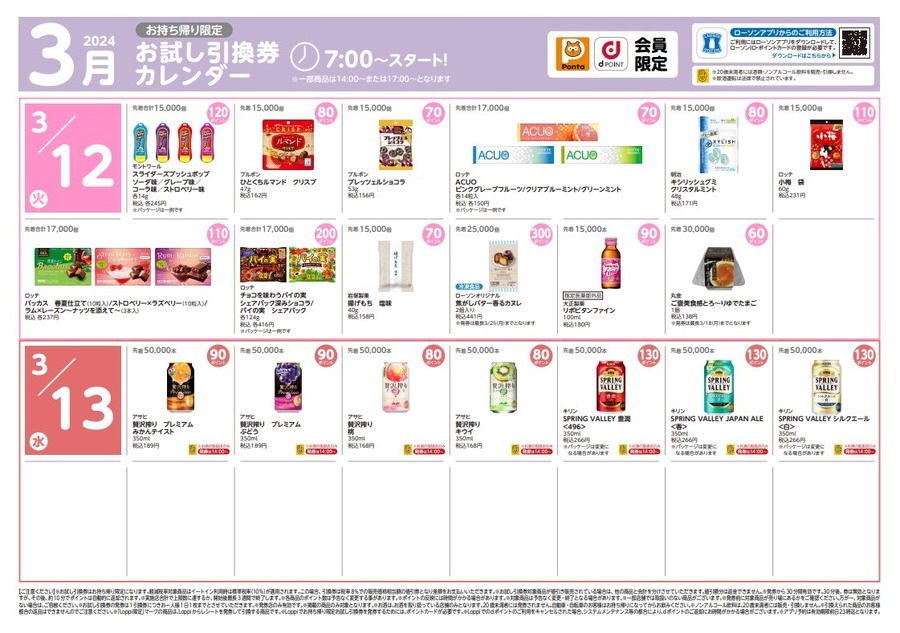 【ローソン】3月の「お試し引換券」対象商品・注目商品 2月の節約効果は5,774円