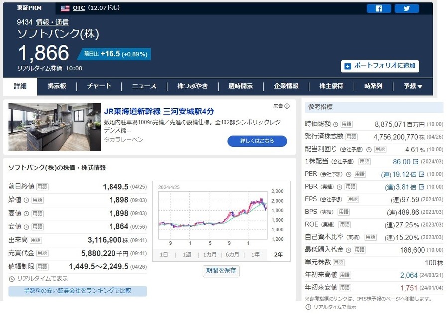 【株主優待】ソフトバンクが株主優待の新設を発表　株式分割によりいくらでもらえるか、他銘柄とも比較