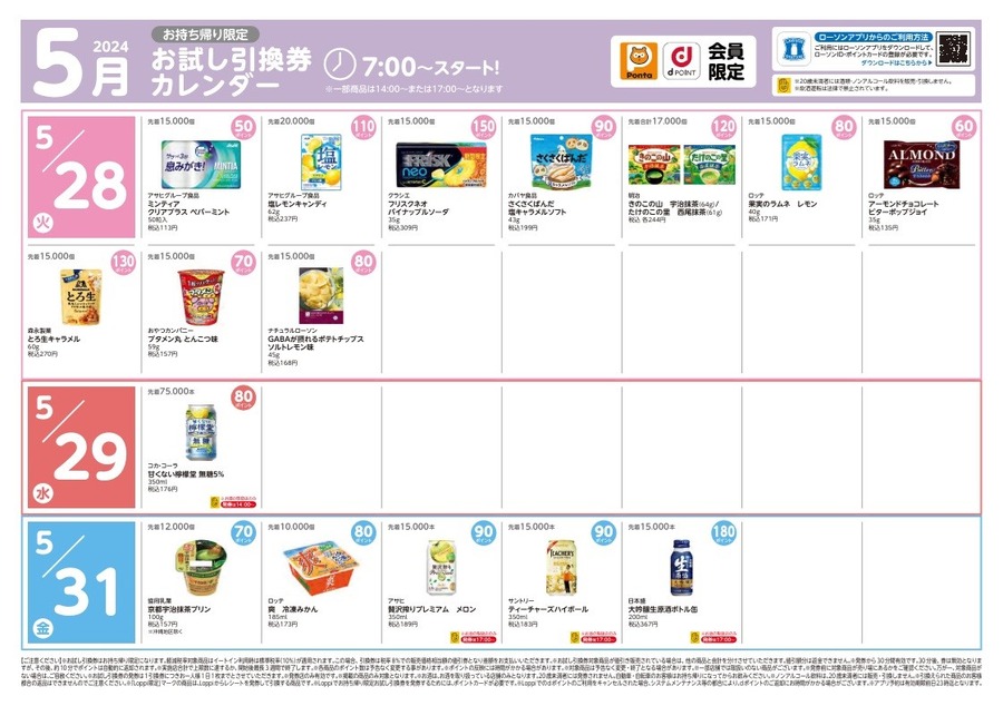 【ローソン】5月の「お試し引換券」対象商品・注目商品4月の節約効果は9317円