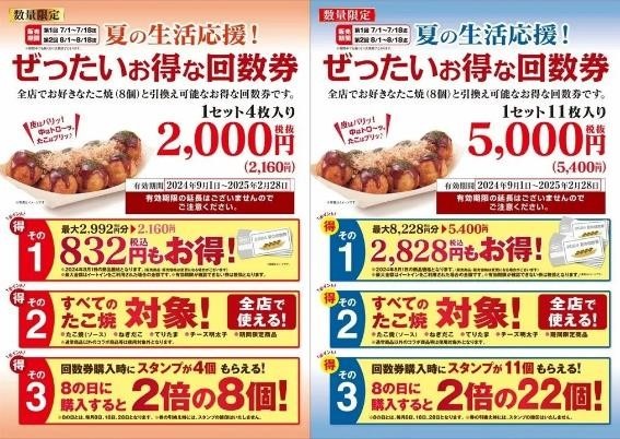 【銀だこ】「夏の回数券」が発売決定！　買い方はアレで・絶対に買うべきお得な日も