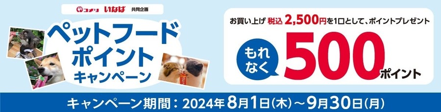 【コメリ】500Pt～1万Pt もれなく・抽選、8月開催！5種の新規キャンペーンを要チェック！