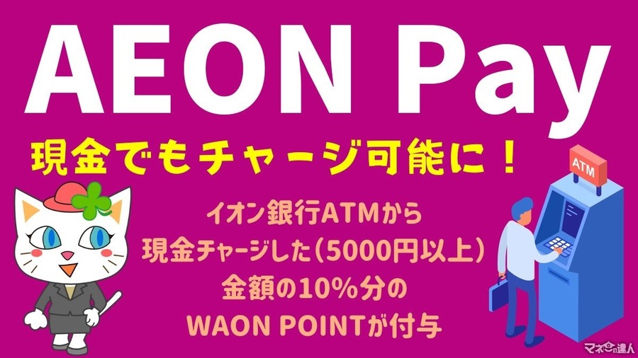 AEON Payさえあれば誰でも参加できる「現金チャージリリース記念キャンペーン」　10%の還元率は15%までアップ可能！