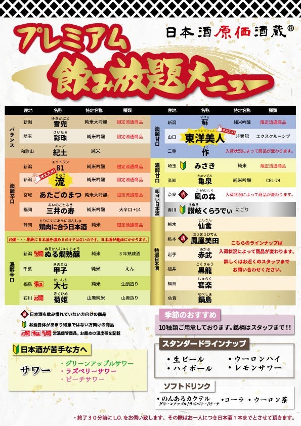 豪華日本酒10種飲み比べフェア、新宿と上野で開催(9/16-30)
