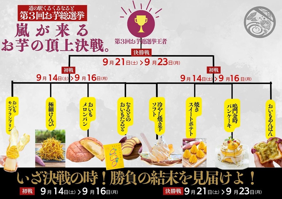 人気No.1お芋メニュー決める「第3回お芋総選挙」開催！鳴門金時の頂上決戦(9/23まで)