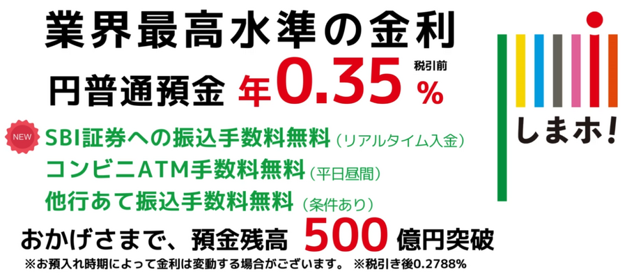 年利0.35％の普通預金「しまホ！(島根銀行スマートフォン支店)」は定期預金より、高金利！　支出予定があっても貯めやすい
