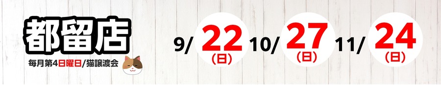 保護犬・保護猫譲渡会を開催　綿半ホームエイド都留店(9/22、10/27、11/24)