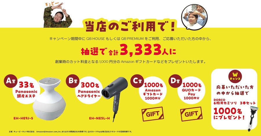 QB HOUSE、累計来店3億人突破記念キャンペーン開催(12/10まで)