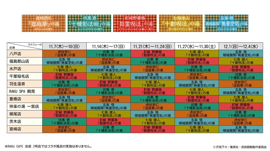 極楽湯と呪術廻戦が再びタッグ、特別企画「極楽じゅじゅやすみ2」が11/7(木)より開催！
