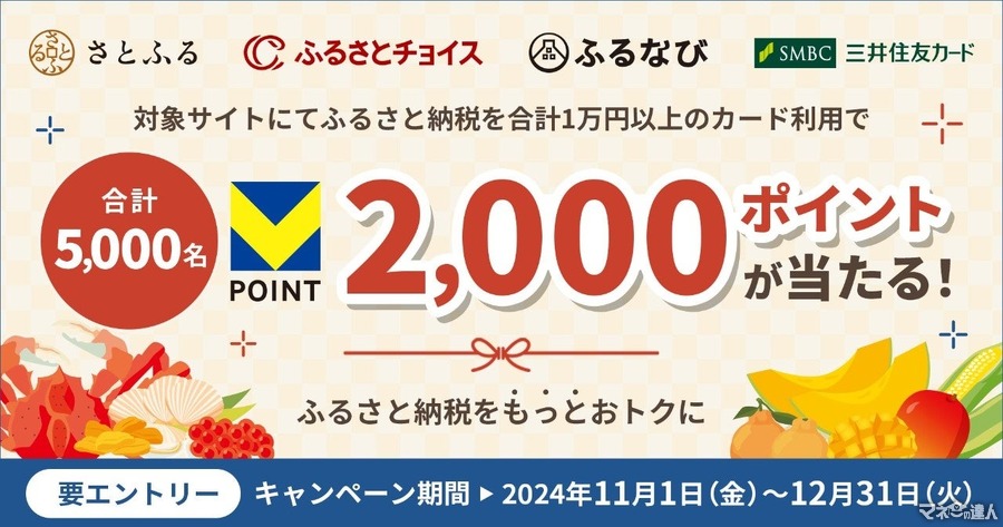 三井住友カード、ふるさと納税でVポイントキャンペーン