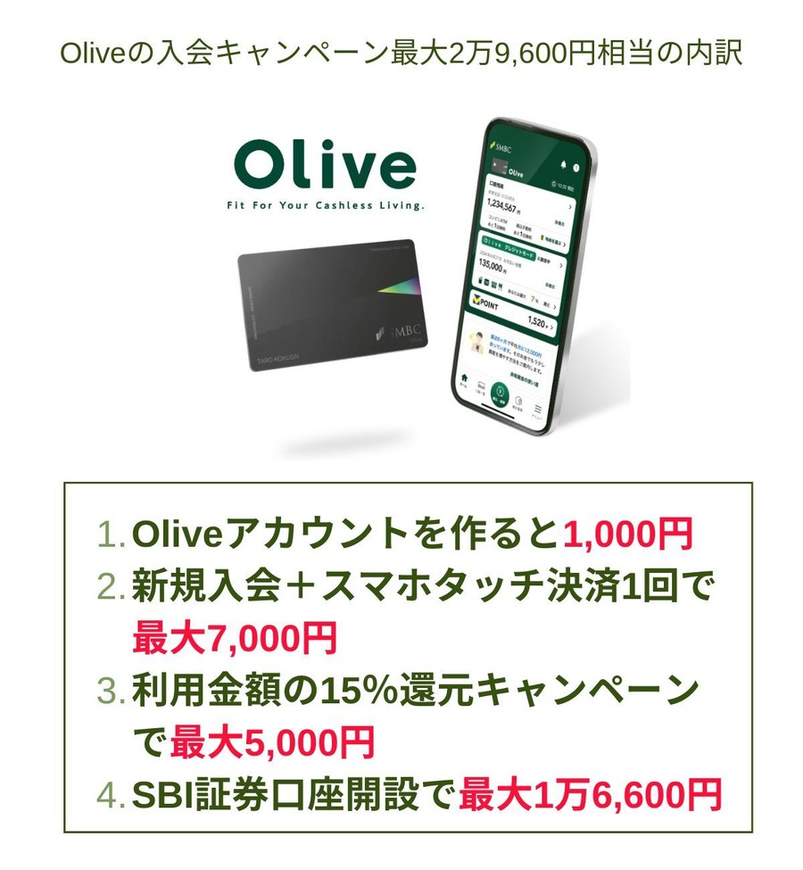 Olive（オリーブ）の入会キャンペーン特典最大2万9600円相当の内訳【2024年12月】アカウントの使い方や切替メリットも紹介