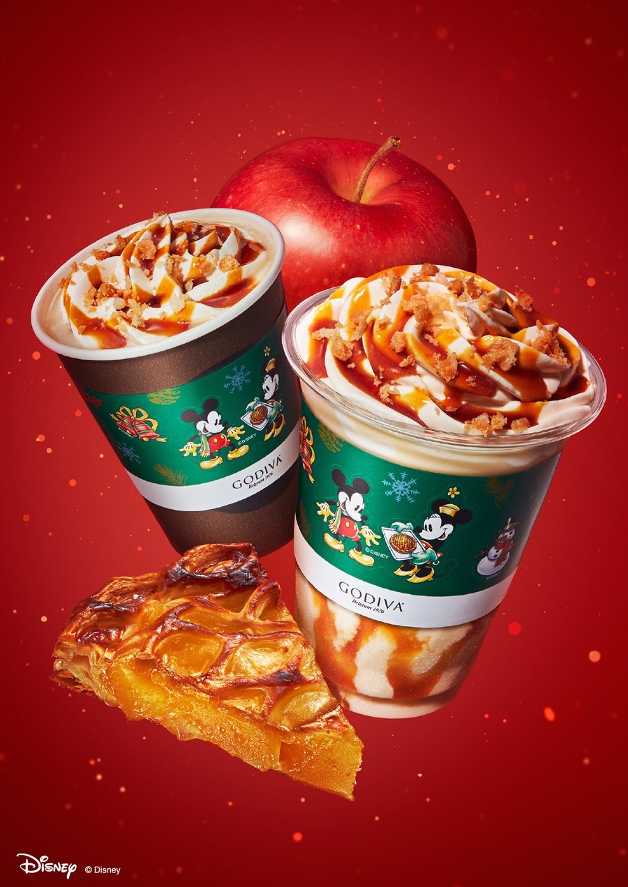 ゴディバ、ホリデー限定「アップルパイ ショコリキサー」ミッキーマウスとミニーマウスのシールスリーブで提供