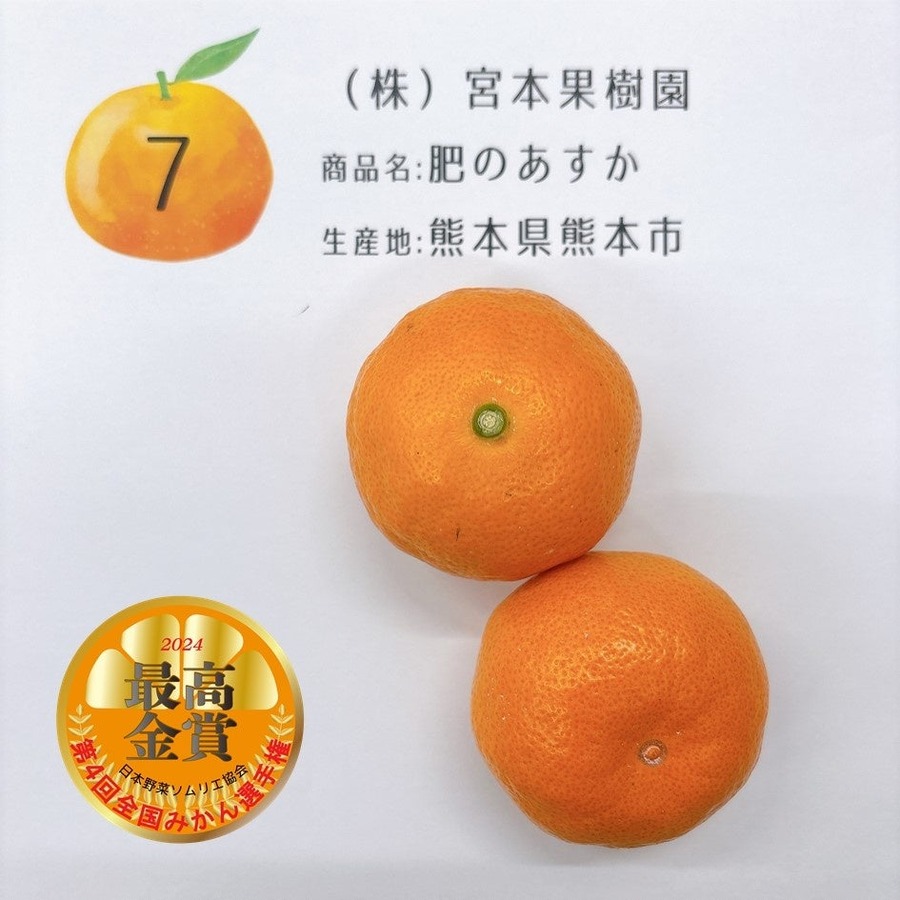 全国みかん選手権、最高金賞は熊本の「肥のあすか」