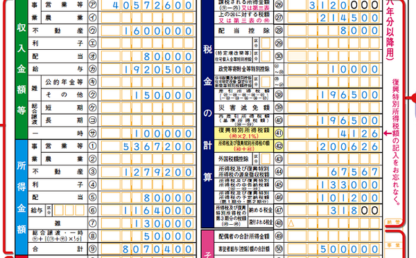 確定申告書