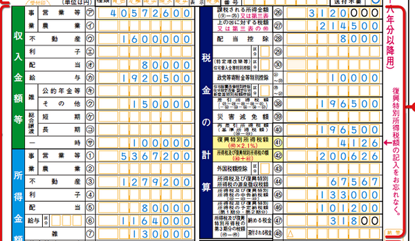 確定申告書